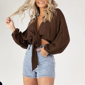 Jamie Chocolate Tie Top